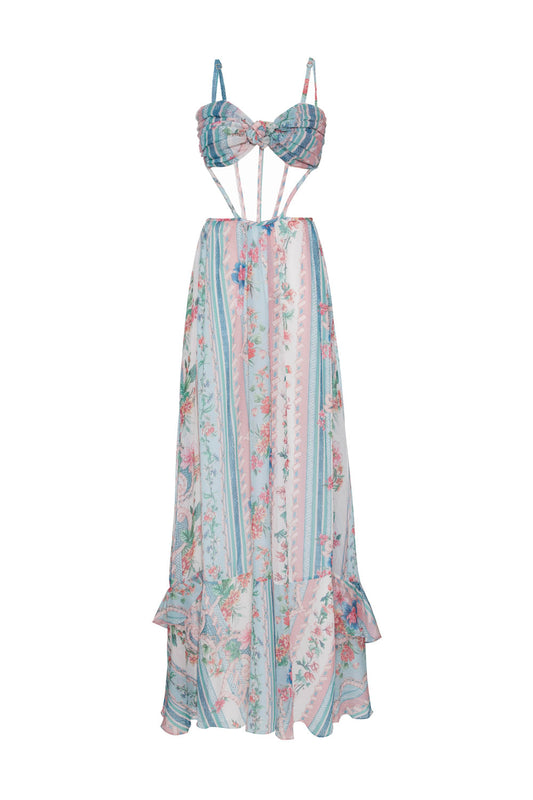VESTIDO LONGO CORSET FLORAL ANNA OFF WHITE