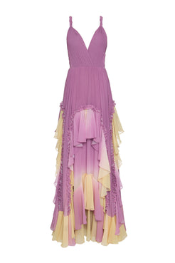 VESTIDO LONGO BABADOS DEGRADÊ CATHERINE LILAS