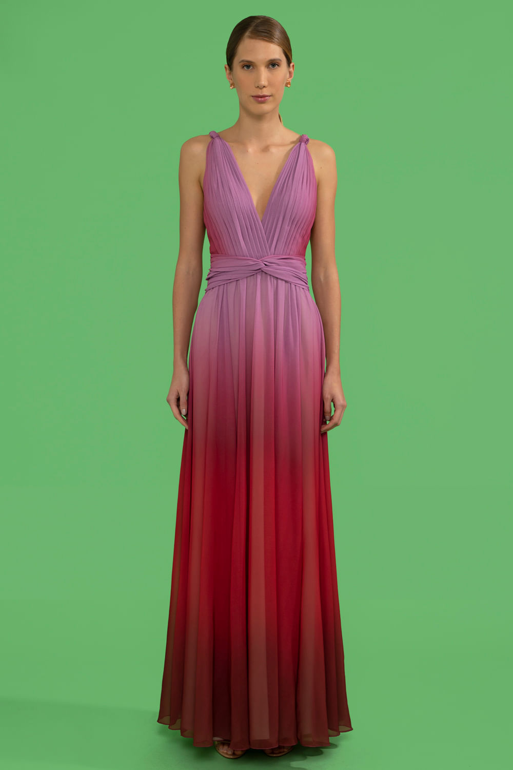 VESTIDO LONGO TORCIDO DEGRADÊ CATHERINE VERMELHO