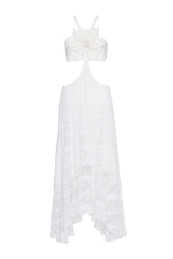 VESTIDO LONGO ASSIMÉTRICO LYCRA JACKIE OFF WHITE