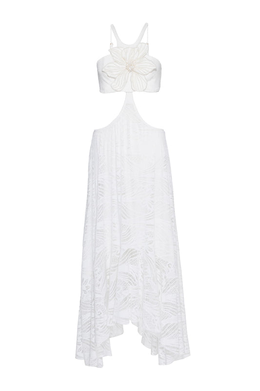 VESTIDO LONGO ASSIMÉTRICO LYCRA JACKIE OFF WHITE