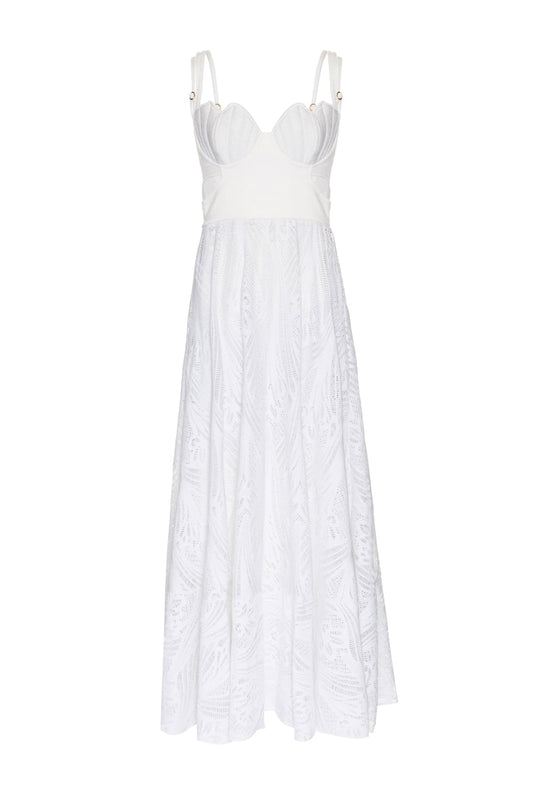 VESTIDO LONGO RECORTES TELA FARROW OFF WHITE