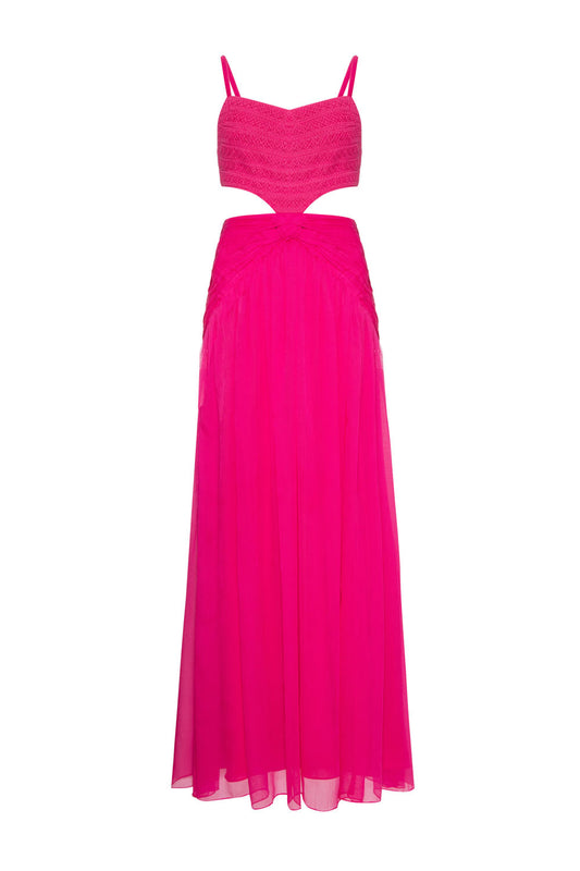 VESTIDO LONGO ENTREMEIO PARTY TATE PINK