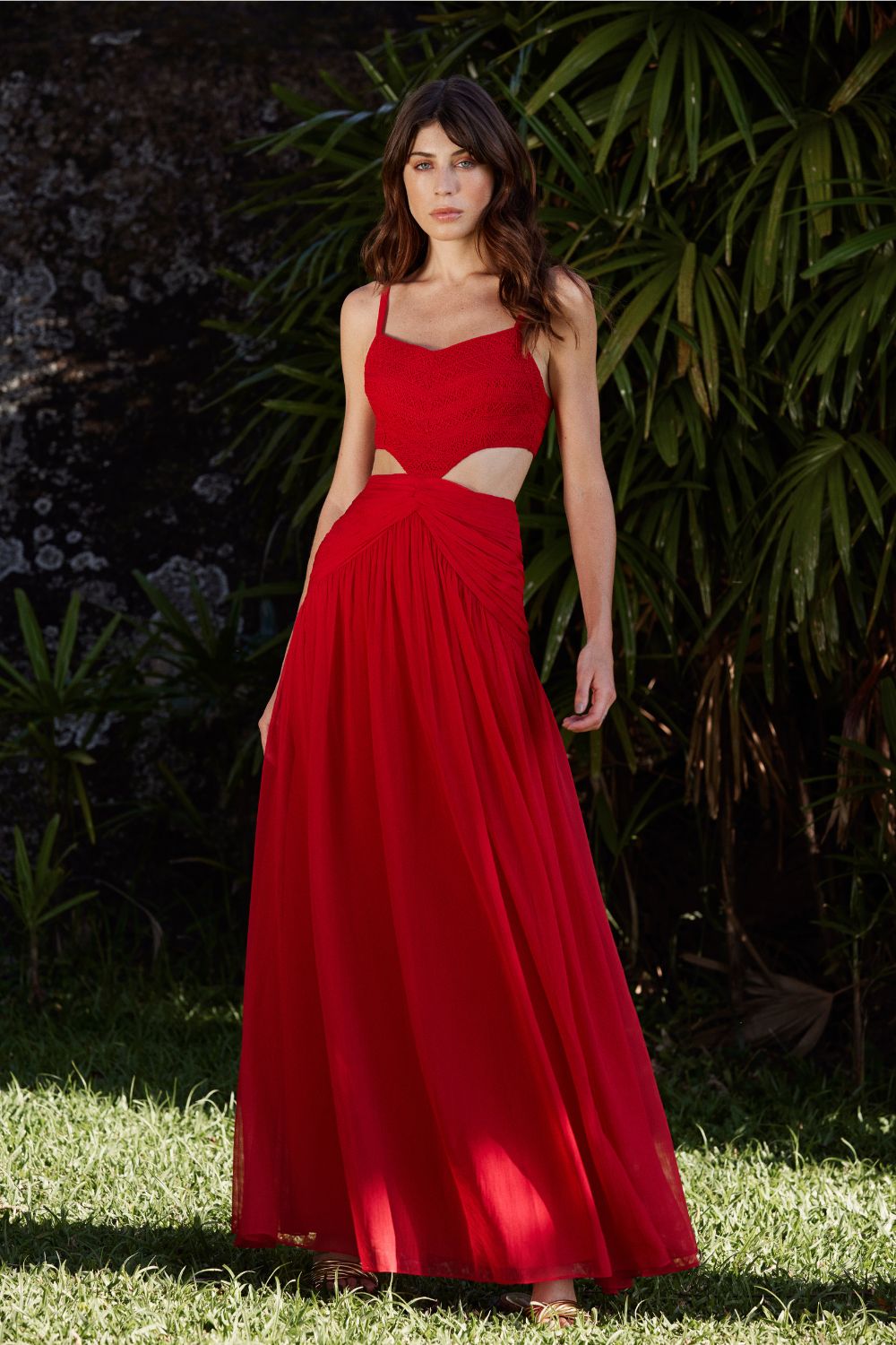 VESTIDO LONGO ENTREMEIO PARTY TATE VERMELHO