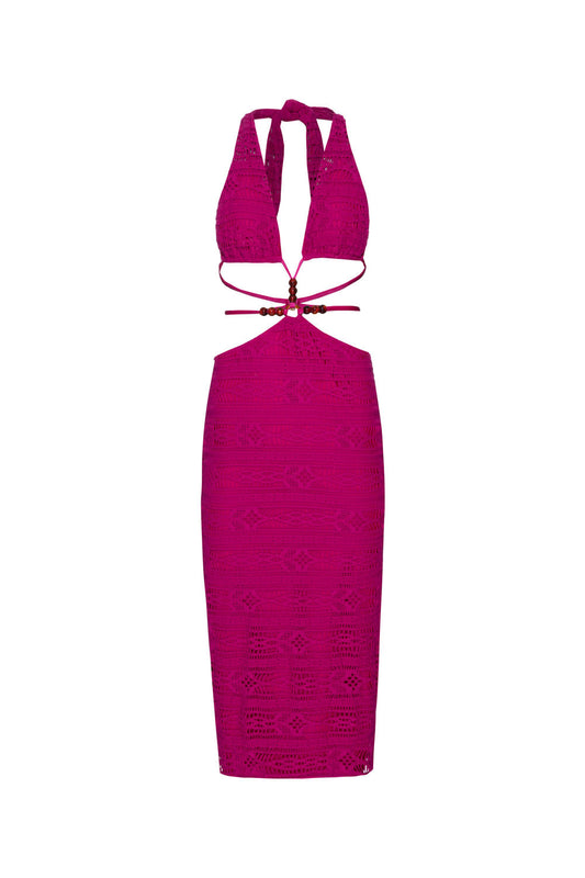 VESTIDO MÍDI FRENTE ÚNICA LYCRA APRICOT PINK
