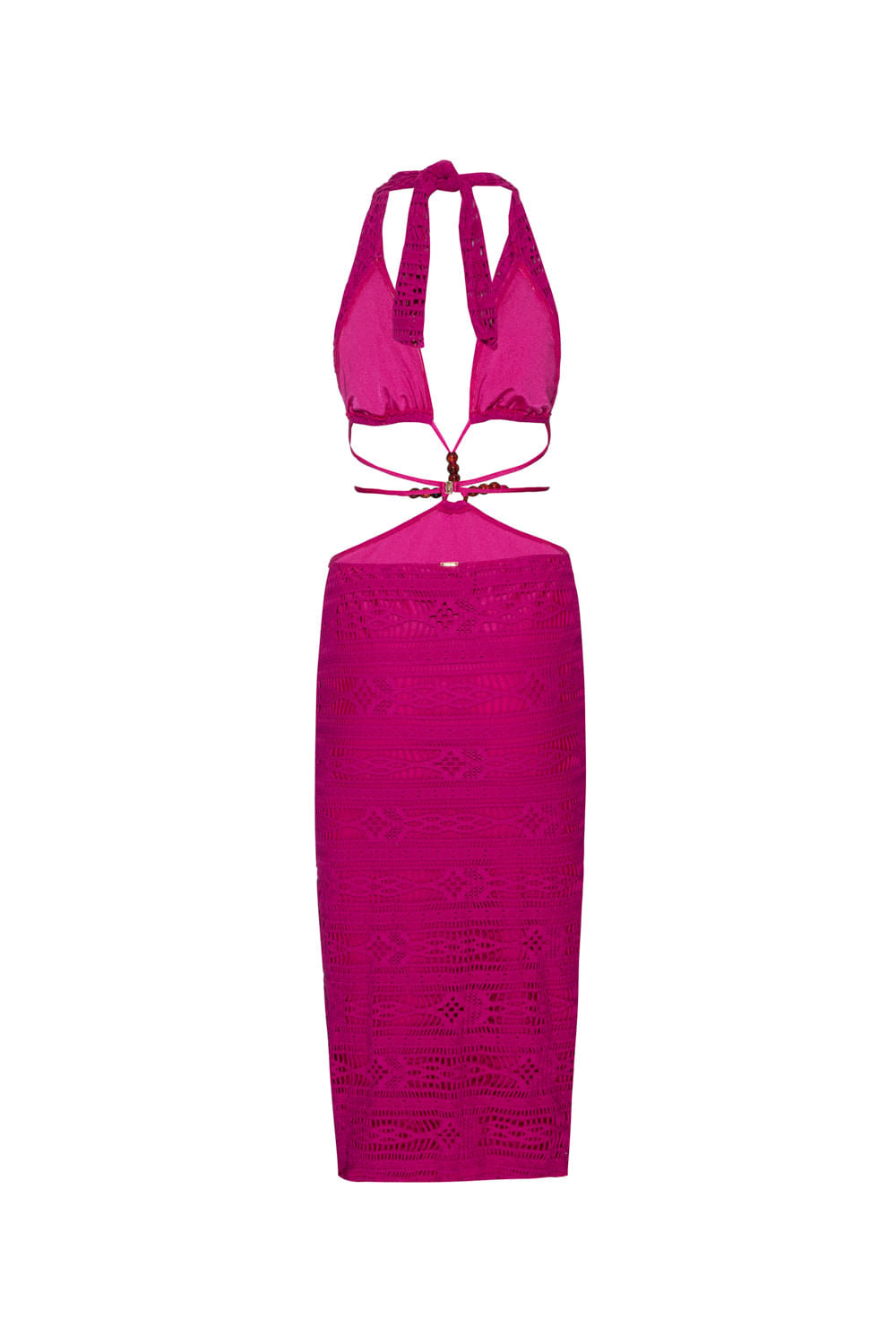VESTIDO MÍDI FRENTE ÚNICA LYCRA APRICOT PINK