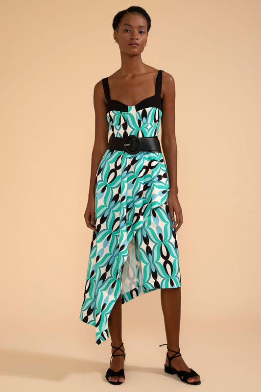 VESTIDO MÍDI PALA TWIST AZUL