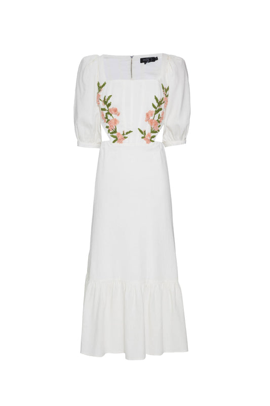 VESTIDO MÍDI CORSET LINHO FRENCH OFF WHITE