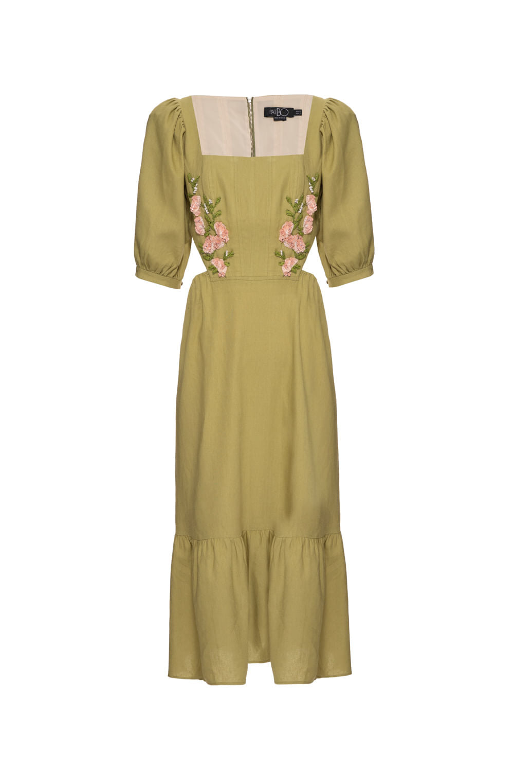 VESTIDO MÍDI CORSET LINHO FRENCH VERDE