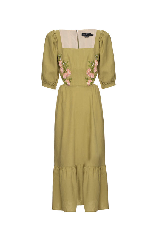 VESTIDO MÍDI CORSET LINHO FRENCH VERDE