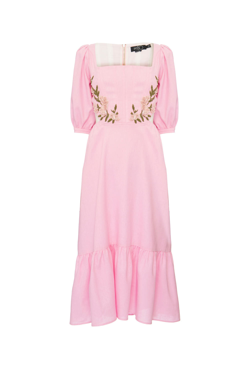 VESTIDO MÍDI CORSET LINHO FRENCH ROSA