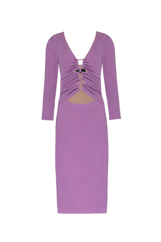 VESTIDO MÍDI MANGA LONGA MALHA BASEL LILAS