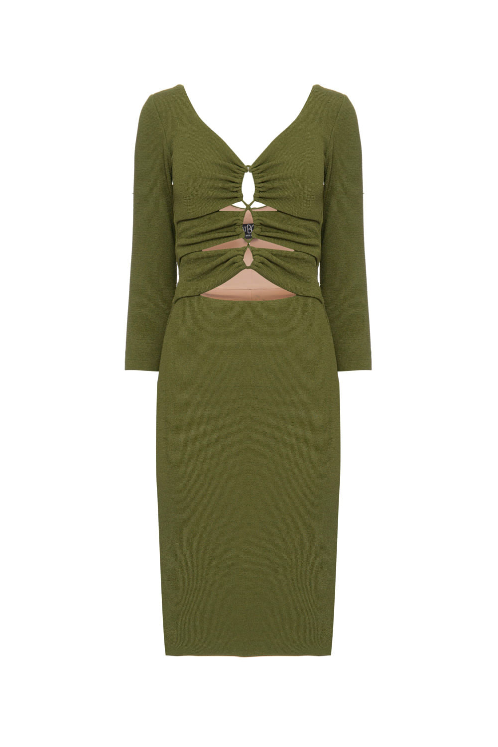 VESTIDO MÍDI MANGA LONGA MALHA BASEL VERDE