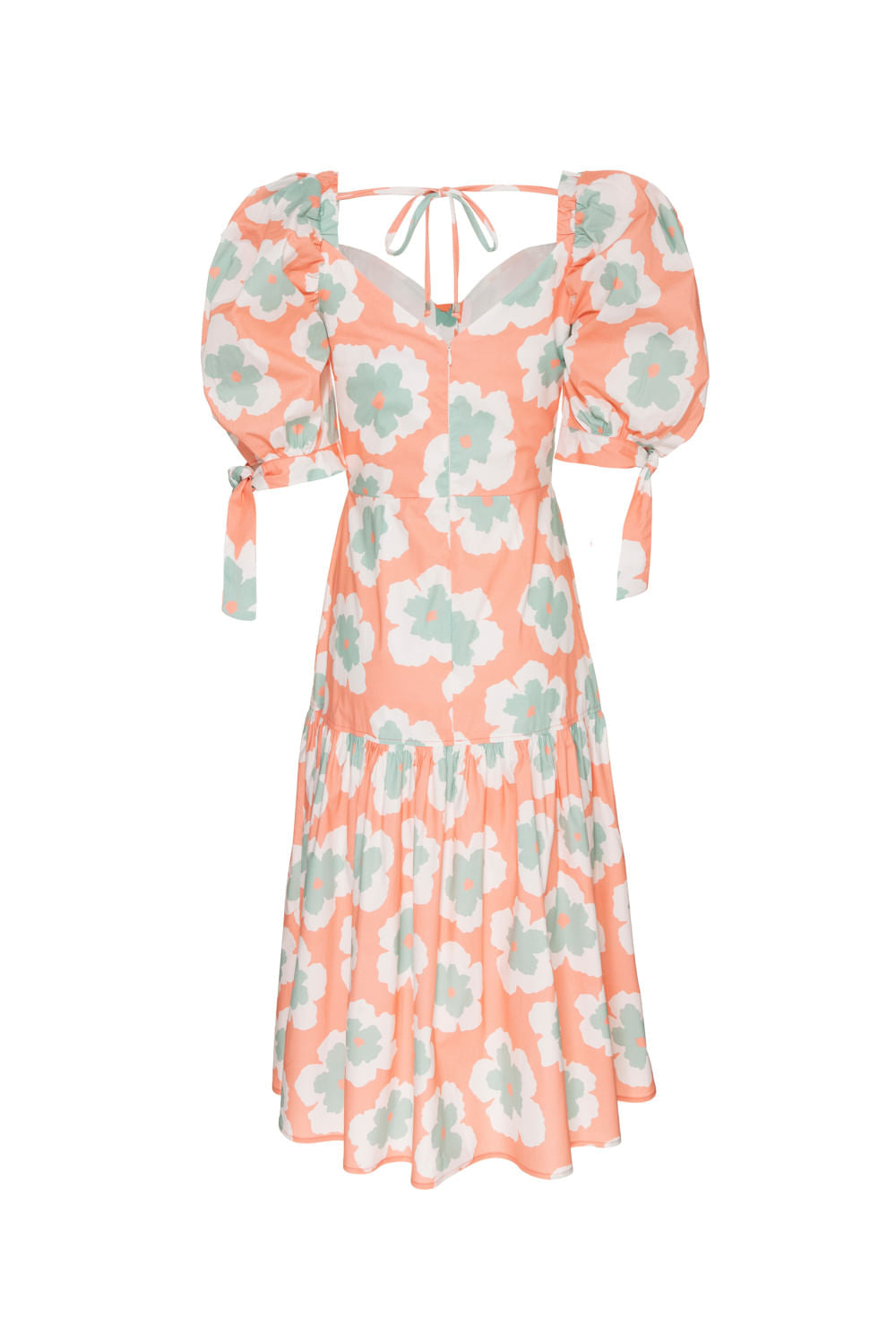 VESTIDO MÍDI MANGAS BUFANTES WIND FLOWER CORAL