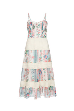 VESTIDO MÍDI ENTREMEIO FLORAL ANNA OFF WHITE