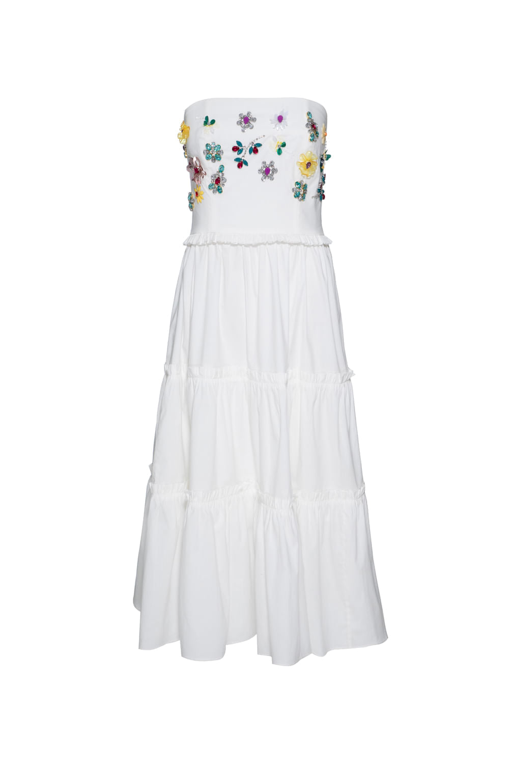 VESTIDO MÍDI CAMADAS TRICOLINE JANE OFF WHITE