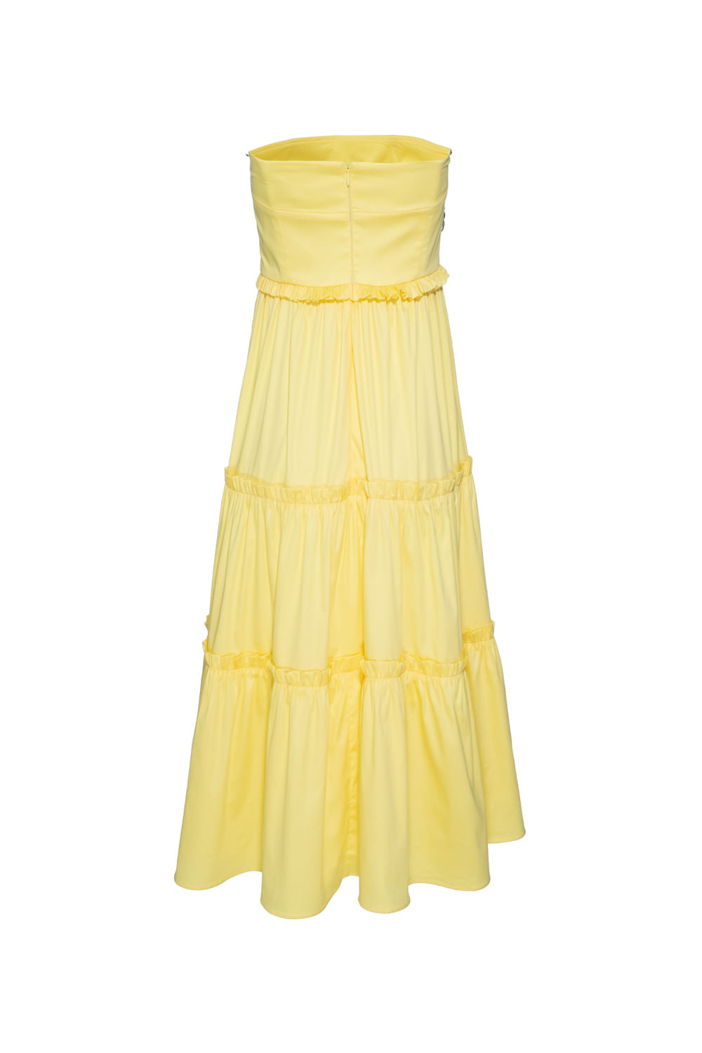 VESTIDO MÍDI CAMADAS TRICOLINE JANE AMARELO