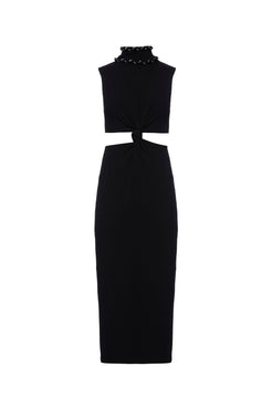 VESTIDO MÍDI NÓ MALHA BASEL PRETO