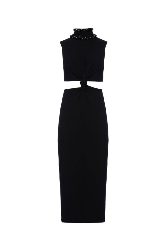 VESTIDO MÍDI NÓ MALHA BASEL PRETO