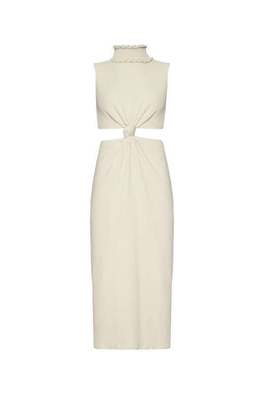 VESTIDO MÍDI NÓ MALHA BASEL OFF WHITE