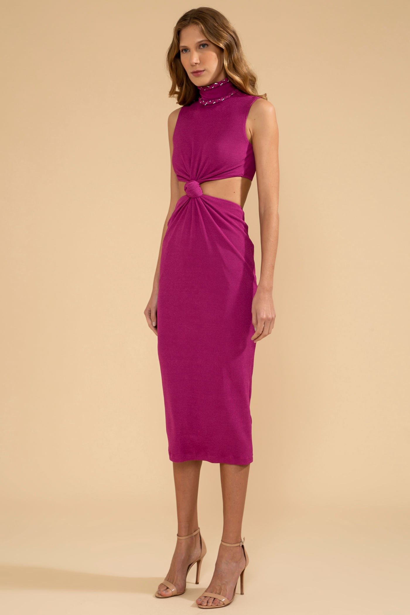 VESTIDO MÍDI NÓ MALHA BASEL PINK