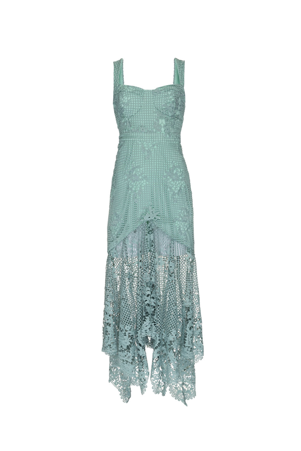 Vestido mídi guipir birkin verde
