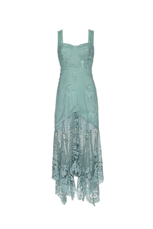 Vestido mídi guipir birkin verde