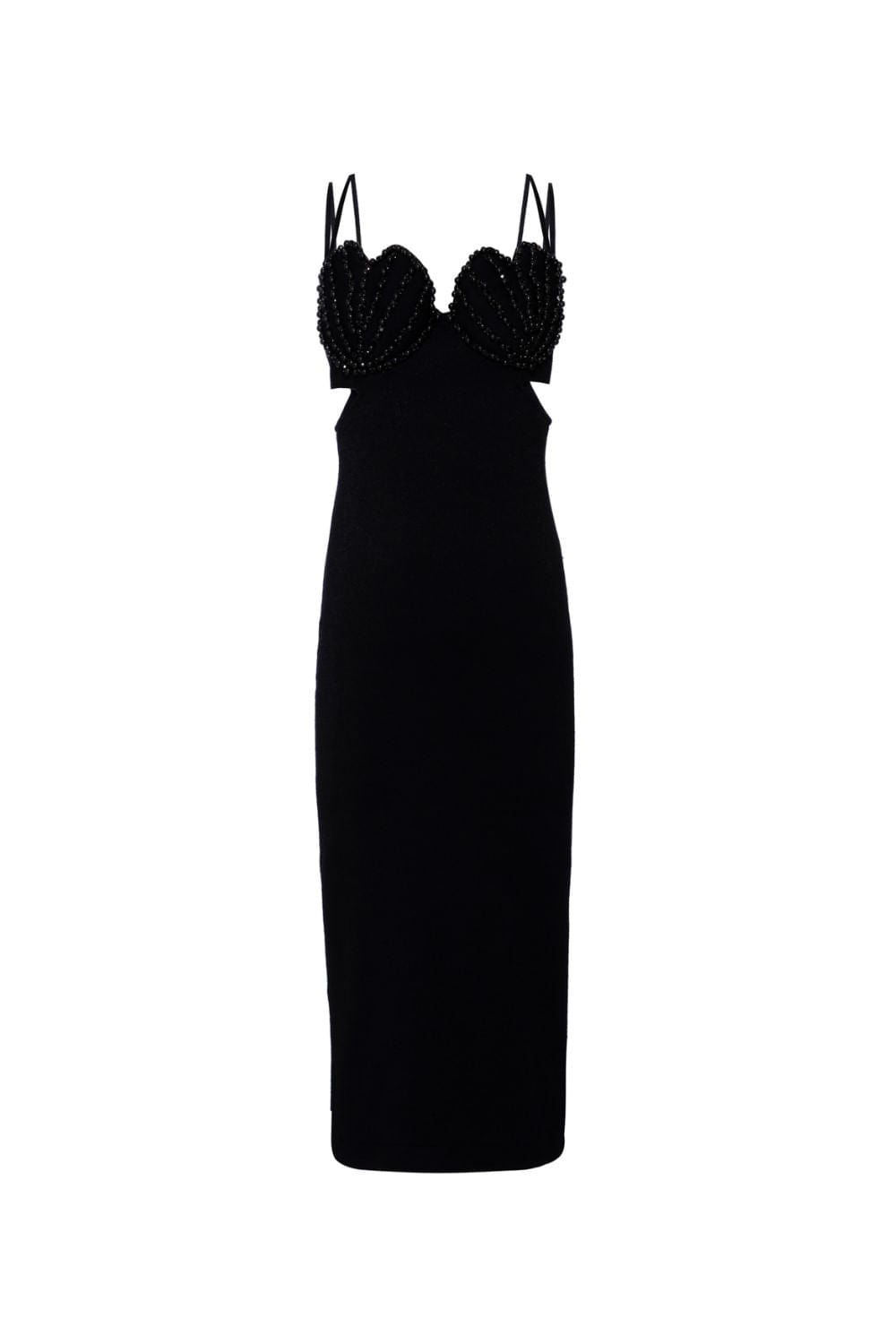Vestido mídi bordado bombshell preto
