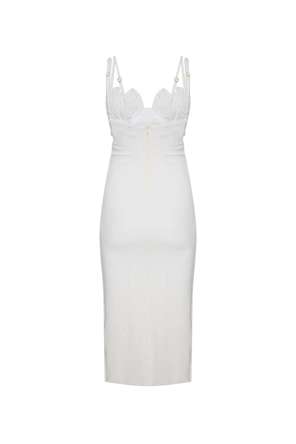 Vestido mídi bordado bombshell off white