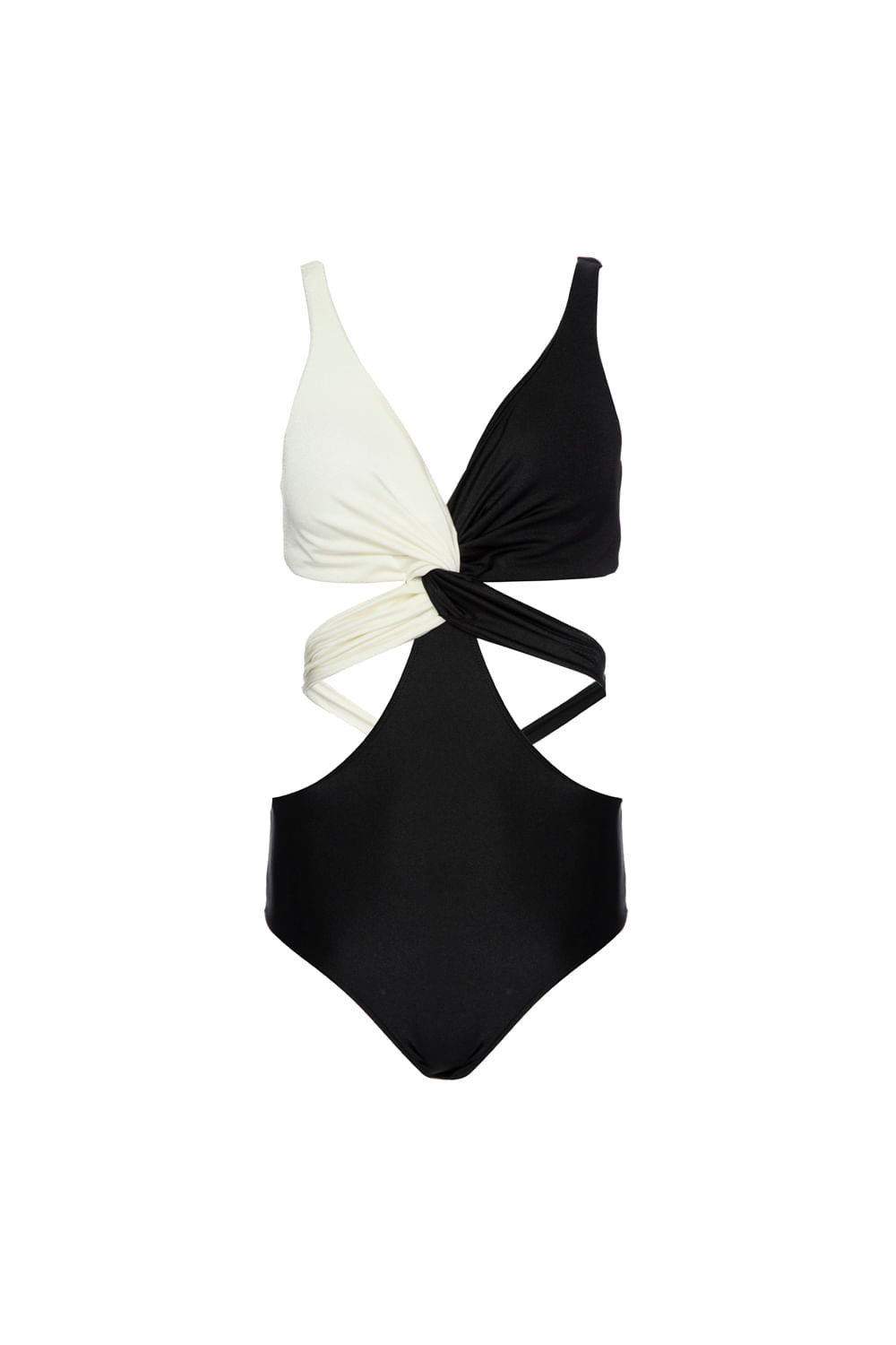 BODY BICOLOR LYCRA FEMME PRETO COM OFF WHITE