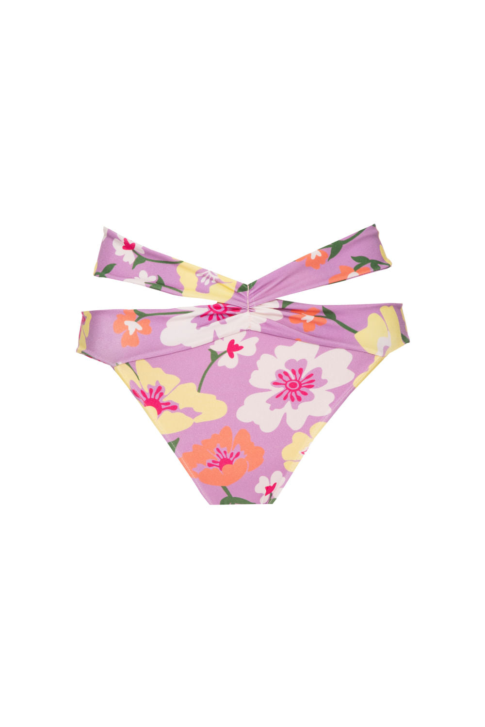 CALCINHA BIQUÍNI FAIXAS RETRÔ FLOWER LILAS