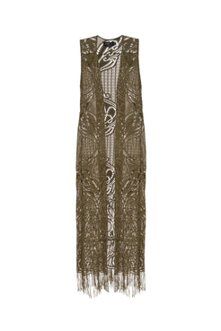 KIMONO LONGO RENDADO MALHA BASEL VERDE