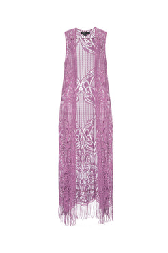 KIMONO LONGO RENDADO MALHA BASEL ORQUIDEA