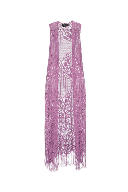 KIMONO LONGO RENDADO MALHA BASEL ORQUIDEA