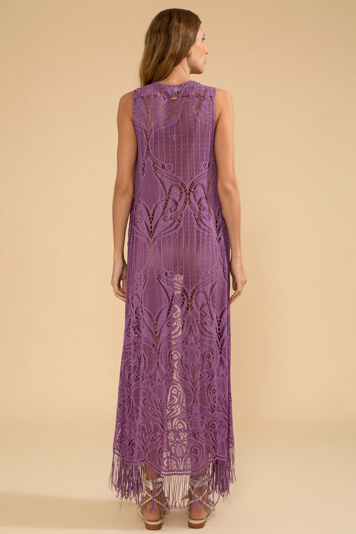 KIMONO LONGO RENDADO MALHA BASEL ORQUIDEA