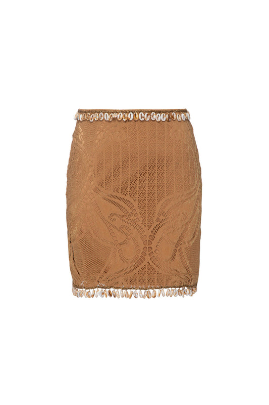 SAIA CURTA LYCRA HAZEL BEGE