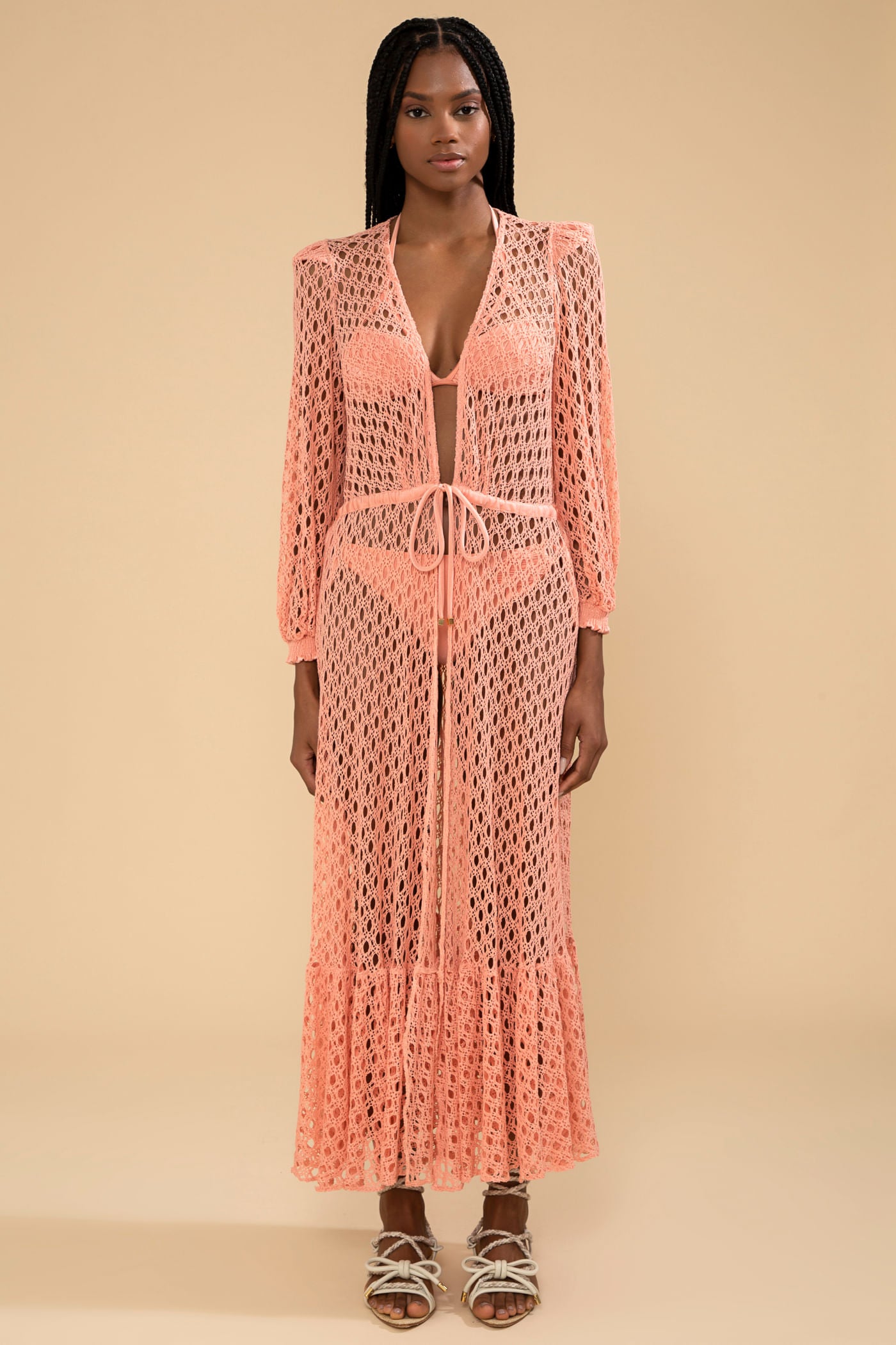 SAÍDA DE PRAIA  LONGA LYCRA FEMME CORAL