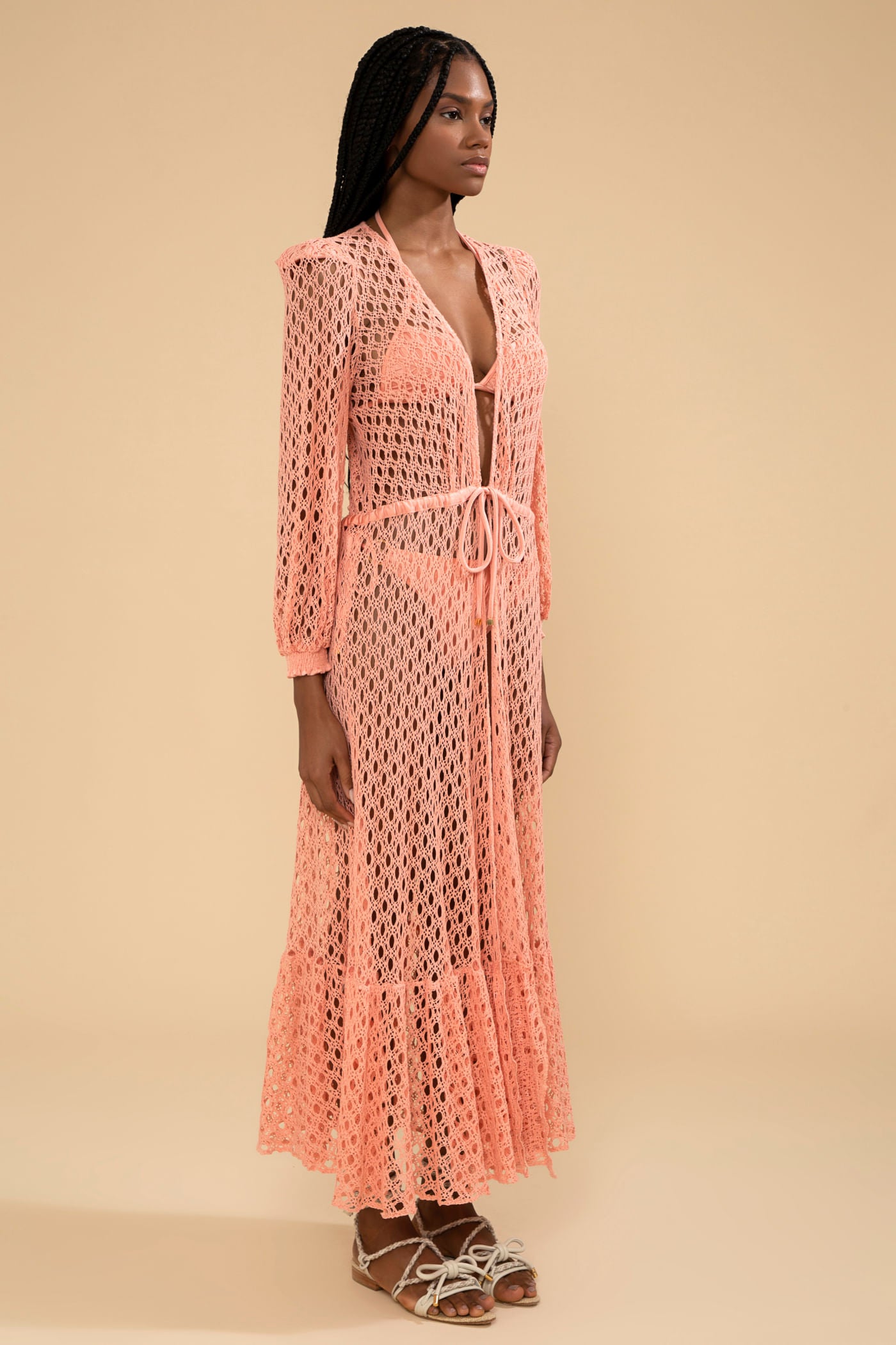 SAÍDA DE PRAIA  LONGA LYCRA FEMME CORAL