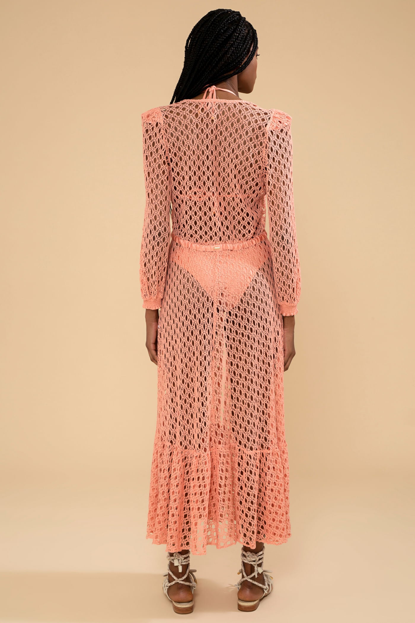 SAÍDA DE PRAIA  LONGA LYCRA FEMME CORAL