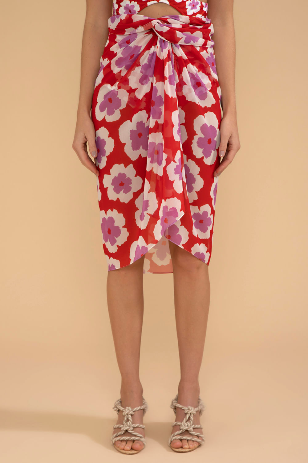 SAÍDA DE PRAIA MÍDI WIND FLOWER VERMELHO