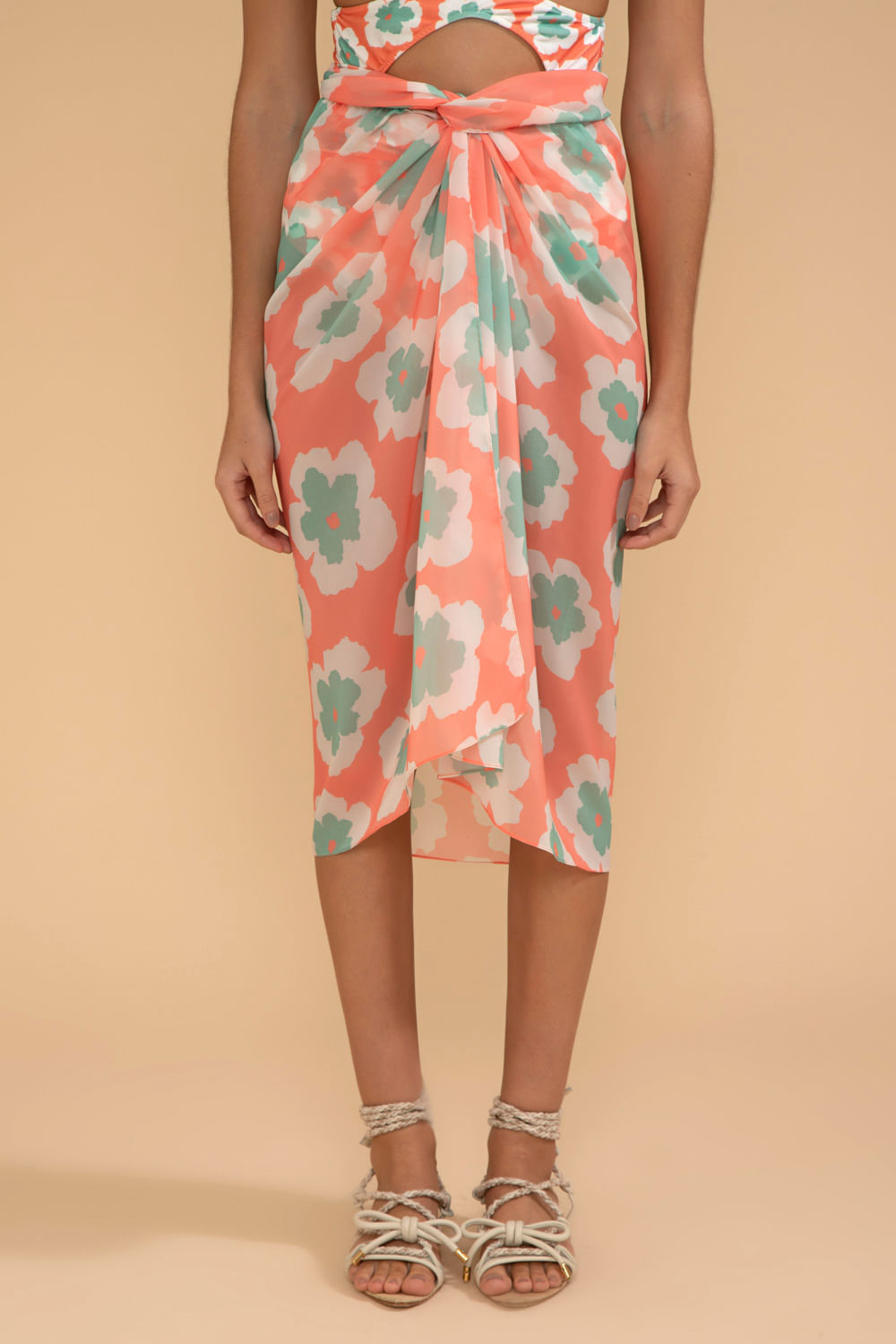 SAÍDA DE PRAIA MÍDI WIND FLOWER CORAL