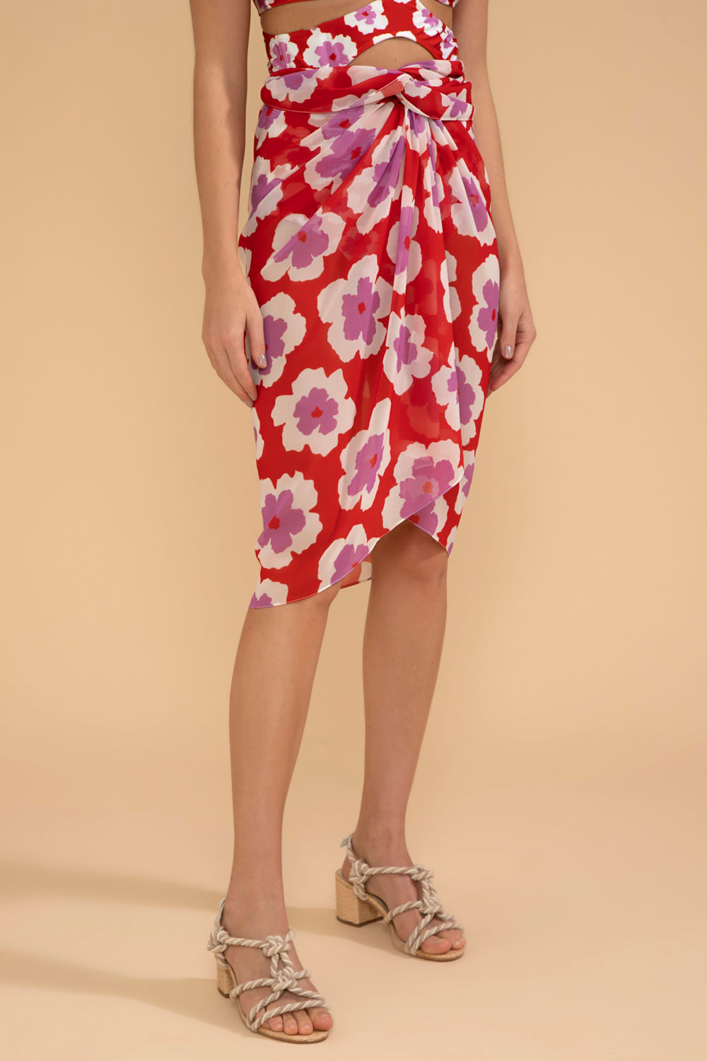 SAÍDA DE PRAIA MÍDI WIND FLOWER VERMELHO