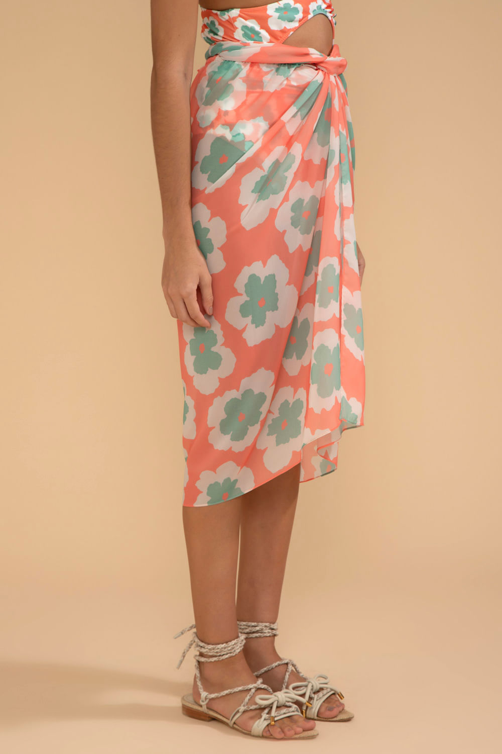 SAÍDA DE PRAIA MÍDI WIND FLOWER CORAL