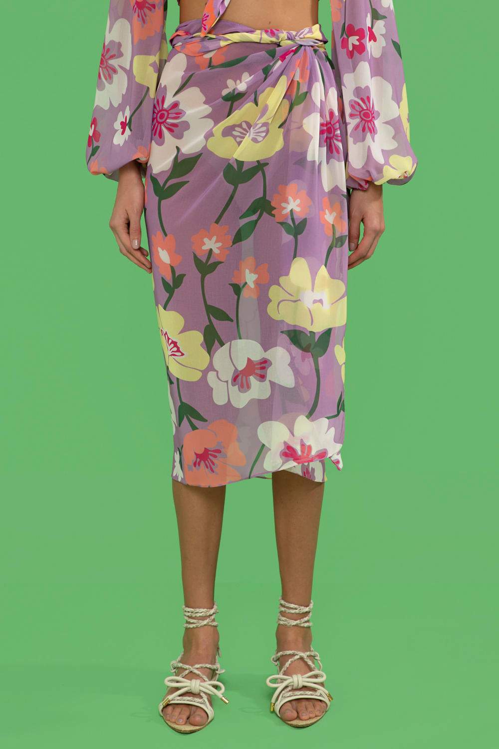 SAÍDA DE PRAIA MÍDI RETRÔ FLOWER LILAS