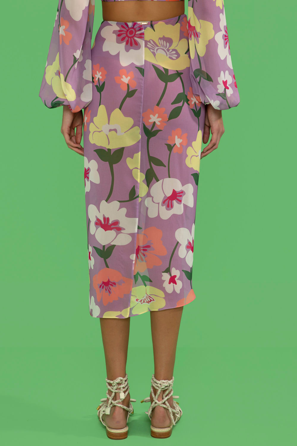 SAÍDA DE PRAIA MÍDI RETRÔ FLOWER LILAS