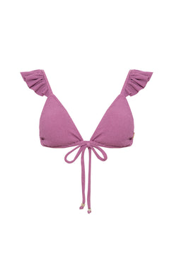 TOP BIQUÍNI ALÇA BABADO MALHA BASEL LILAS