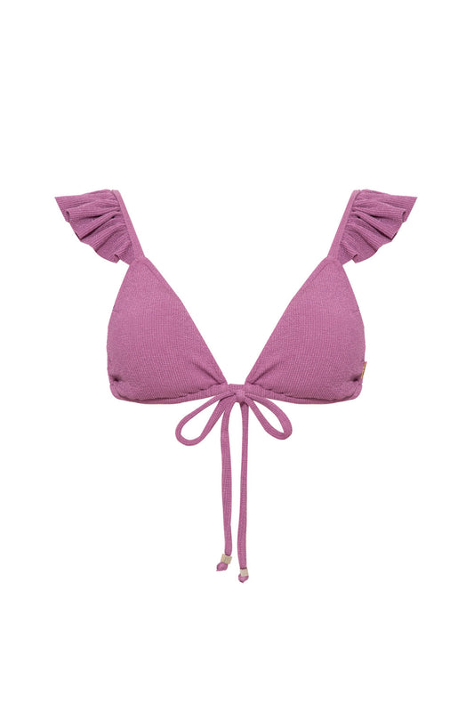 TOP BIQUÍNI ALÇA BABADO MALHA BASEL LILAS