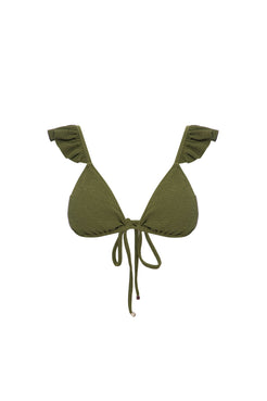 TOP BIQUÍNI ALÇA BABADO MALHA BASEL VERDE