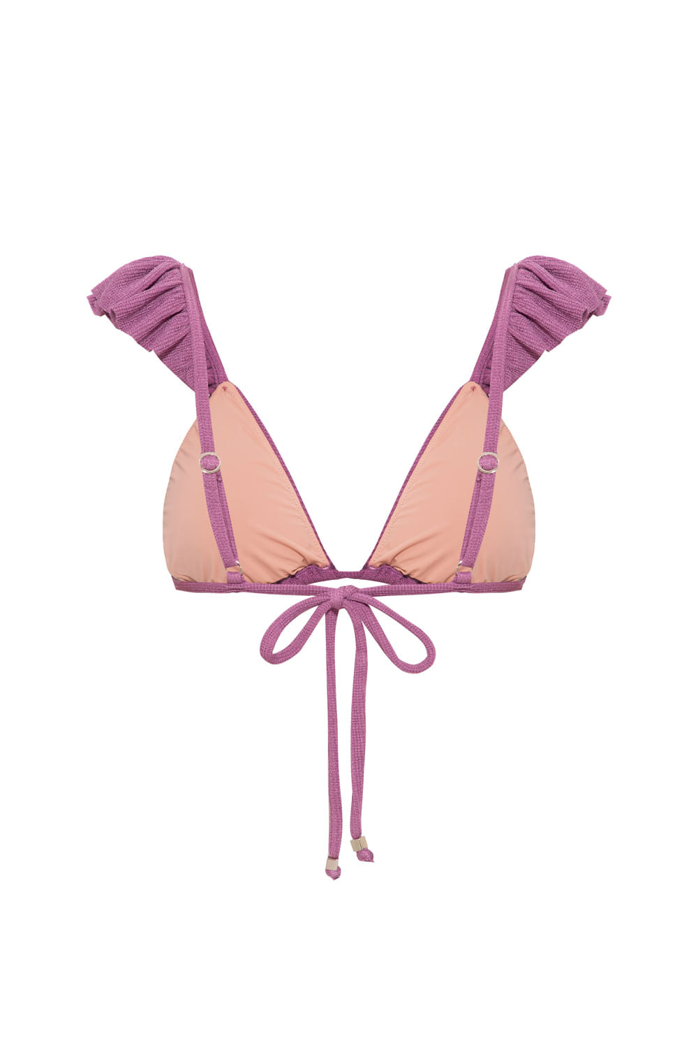 TOP BIQUÍNI ALÇA BABADO MALHA BASEL LILAS