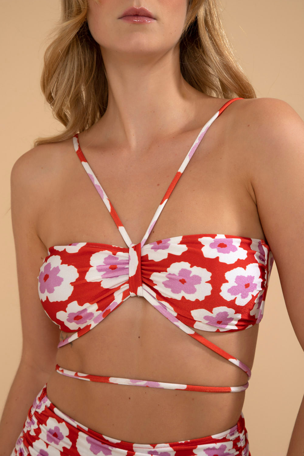 TOP DE BIQUÍNI AMARRAÇÃO WIND FLOWER VERMELHO